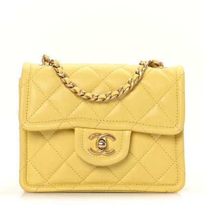 Chanel Caviar Quilted Mini Sweet Classic Flap Yellow 2 of 27