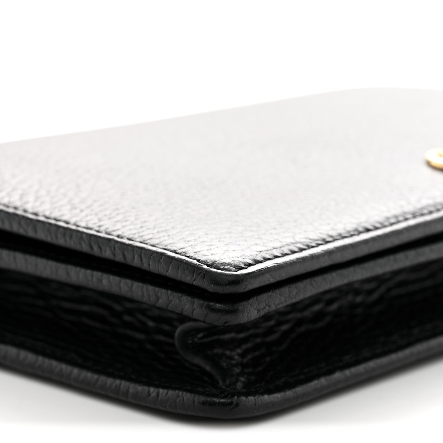 Calfskin Mini GG Marmont Chain Wallet Black