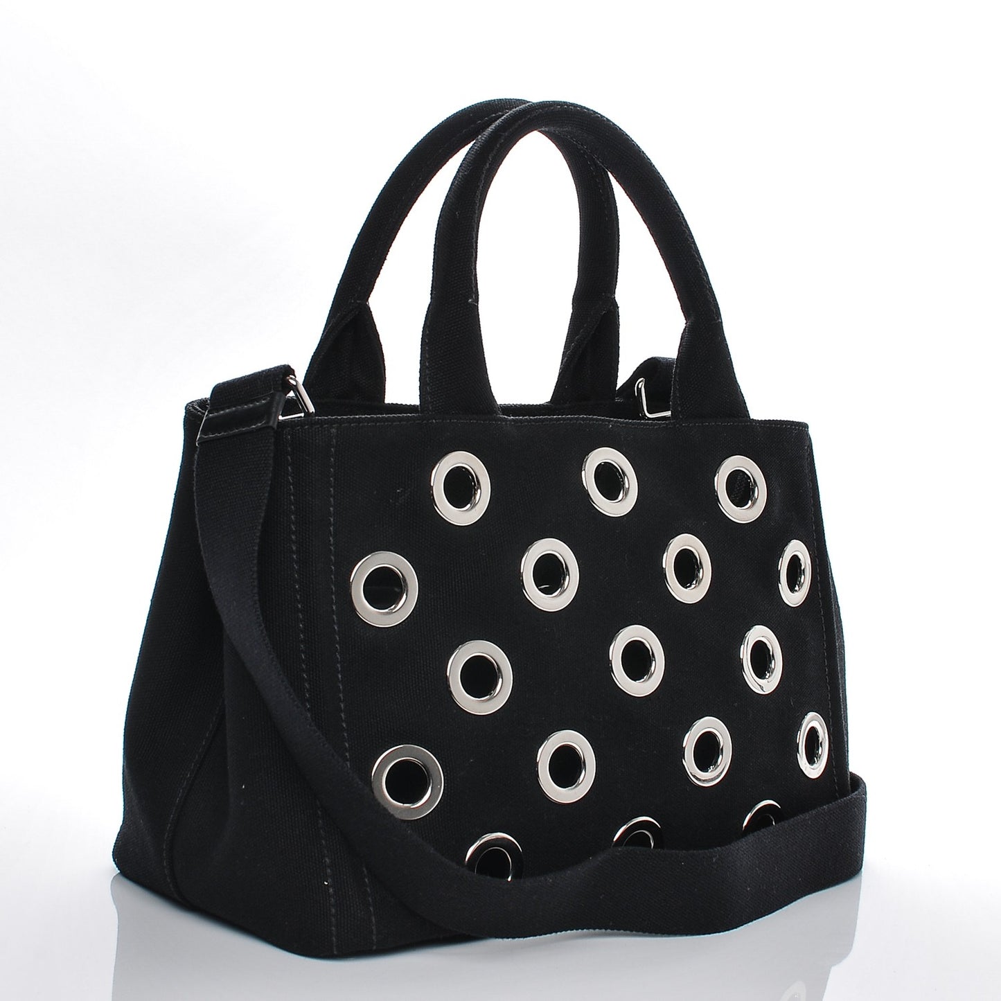 Canvas Canapa Grommet Small Tote Nero Black