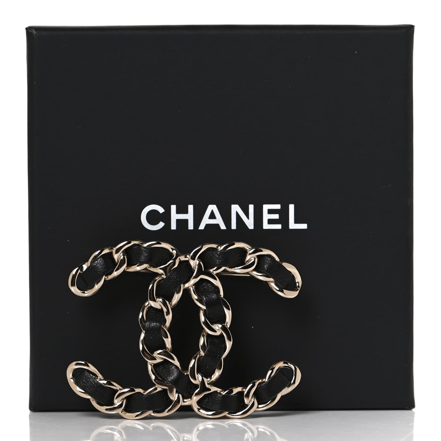 Chanel Lambskin Chain CC Brooch Black Gold 6 of 6