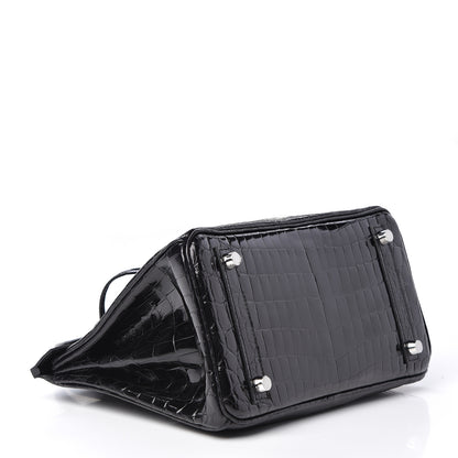 Hermes Shiny Niloticus Crocodile Birkin 25 Black 5 of 36