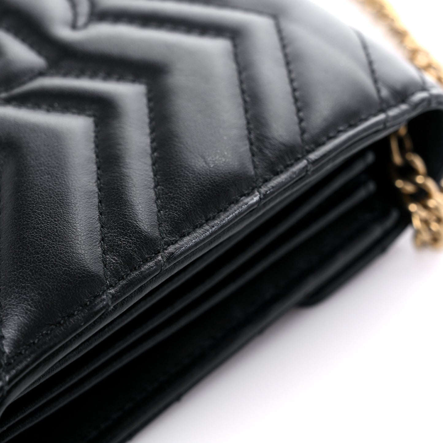 Calfskin Matelasse GG Marmont Chain Wallet Black