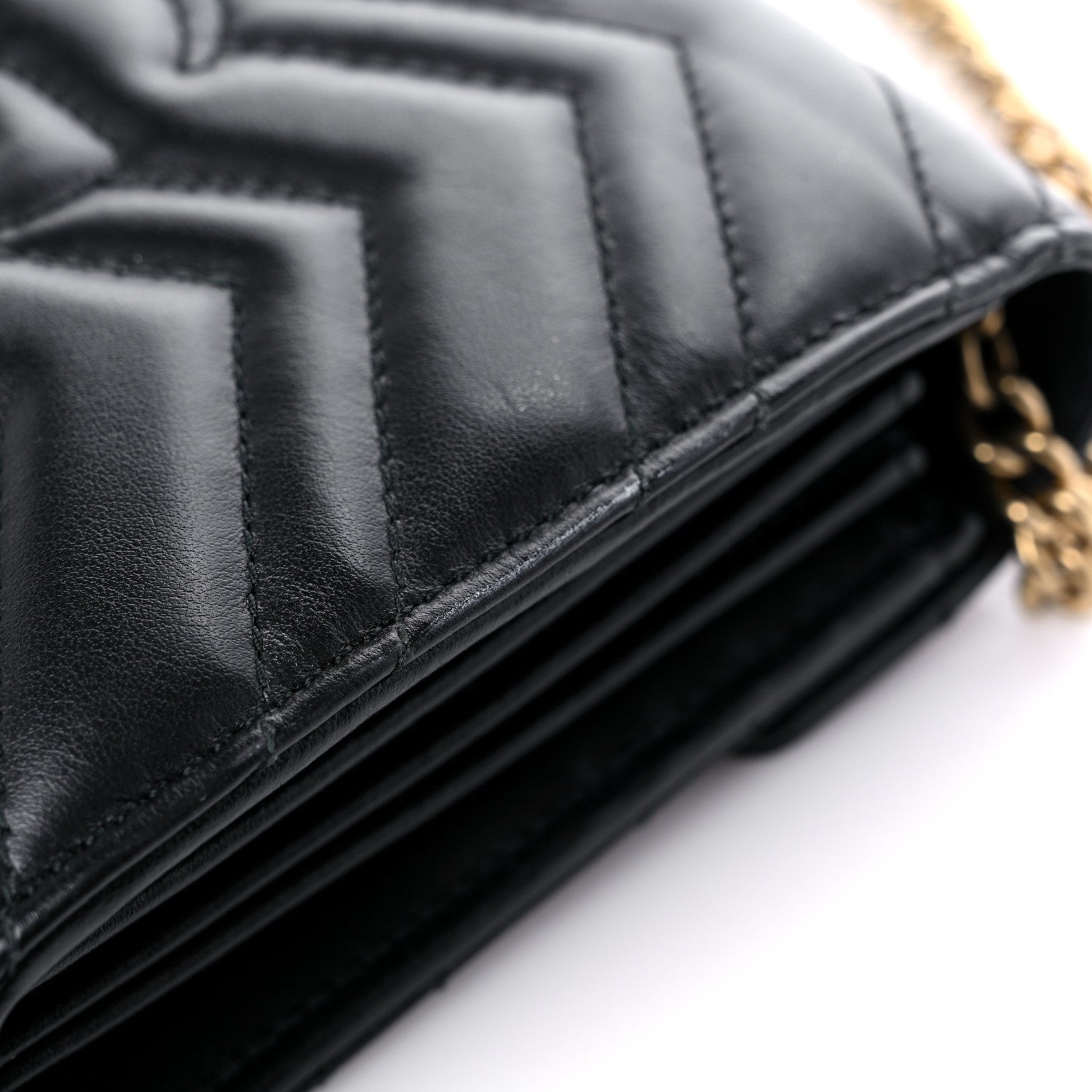 Gucci Calfskin Matelasse GG Marmont Chain Wallet Black 12 of 14