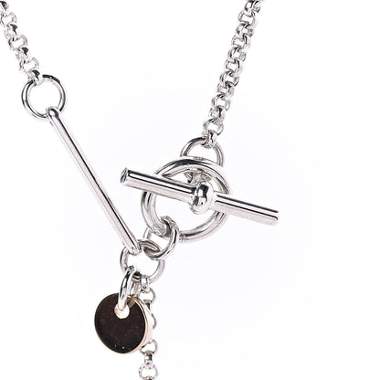 Hermes Sterling Silver 18K Rose Gold PM Ex-Libris Pendant Necklace 5 of 7
