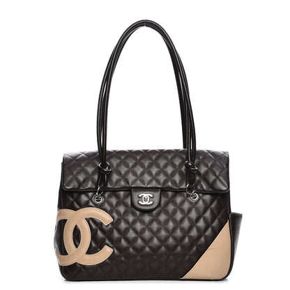 Chanel Calfskin Quilted Large Cambon Flap Brown Beige 1 of 11