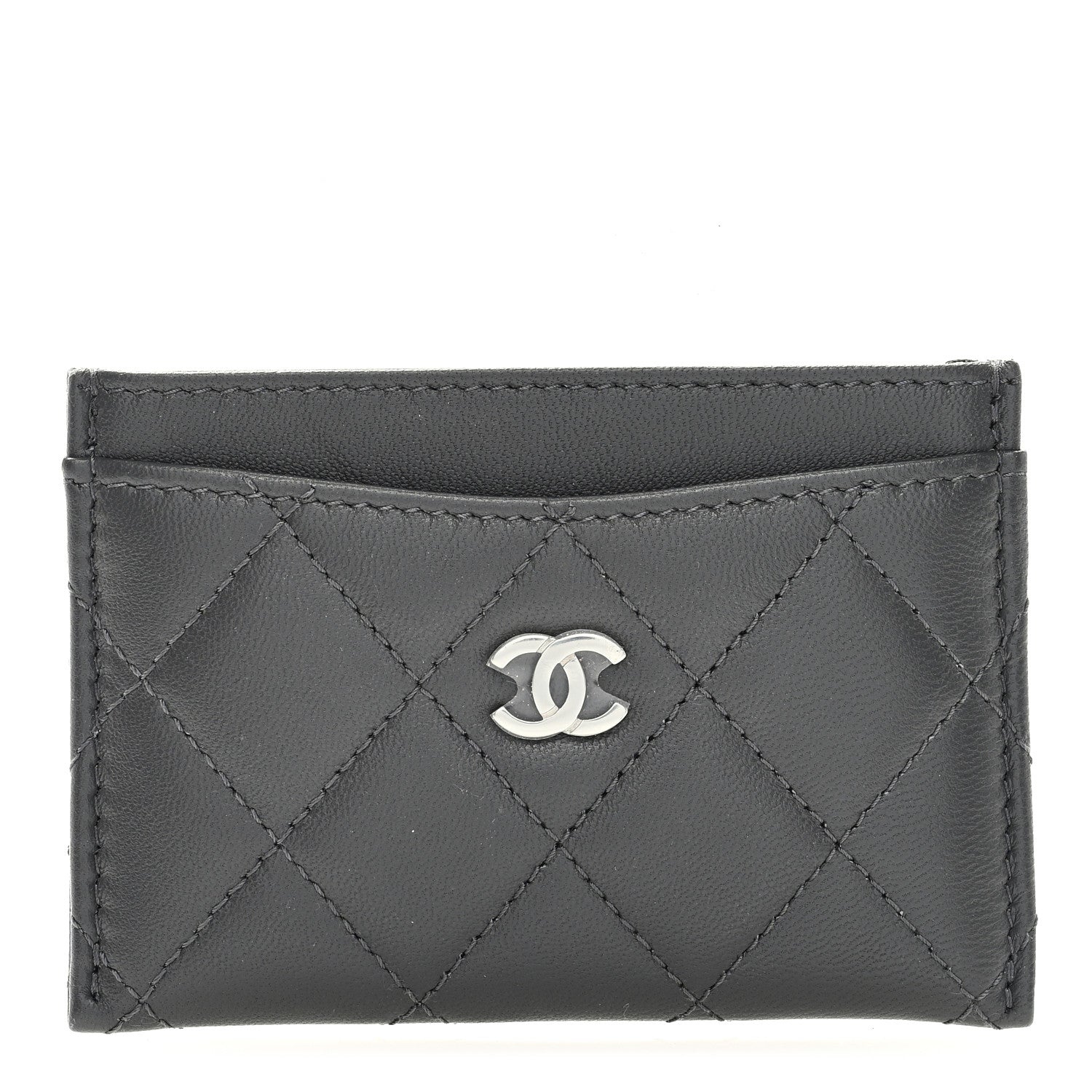 Chanel Lambskin Quilted Card Holder Dark Grey 1 of 7