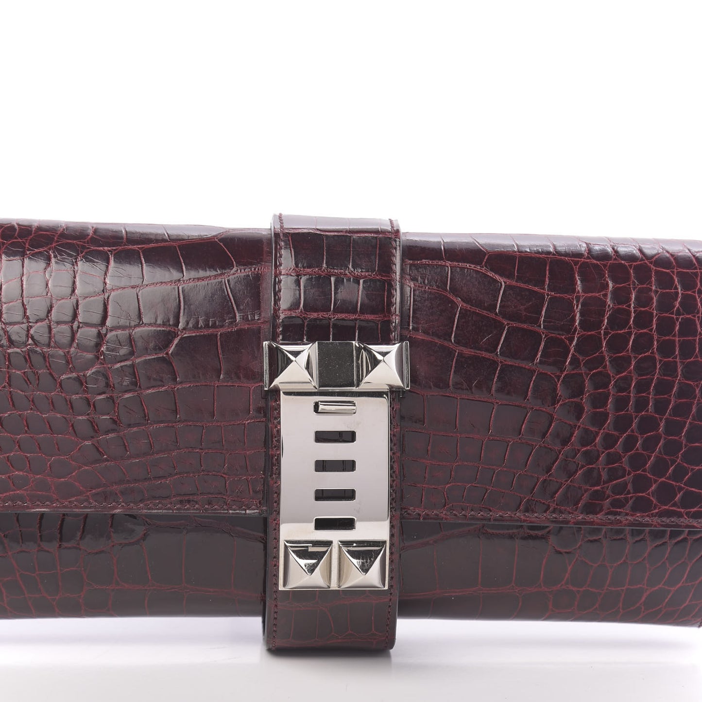 Shiny Alligator Medor Clutch 23 Bordeaux