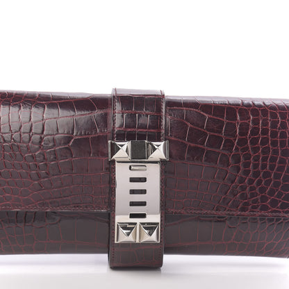 Hermes Shiny Alligator Medor Clutch 23 Bordeaux 10 of 11
