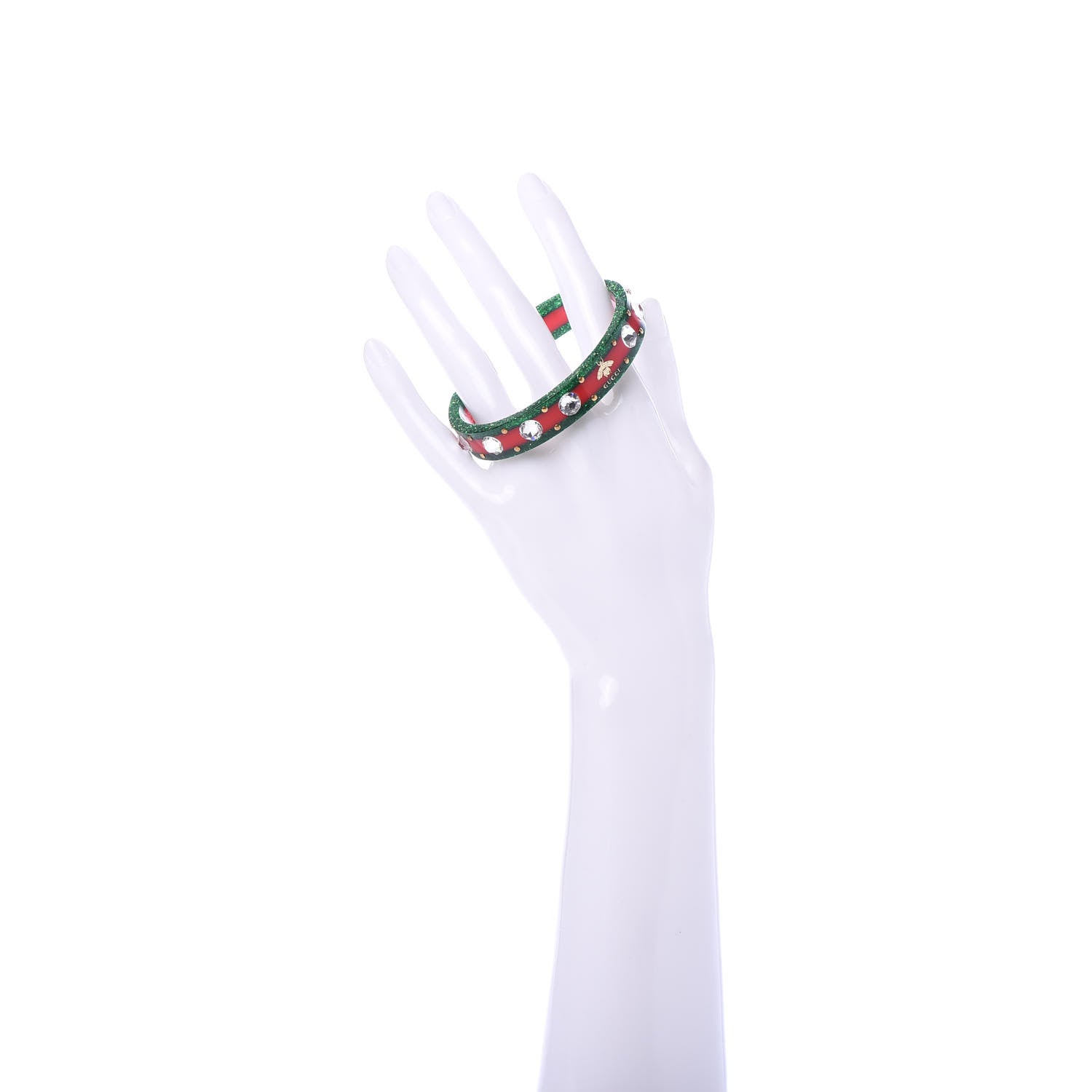 Gucci Crystal Web Cuff 18 Green Red 2 of 5