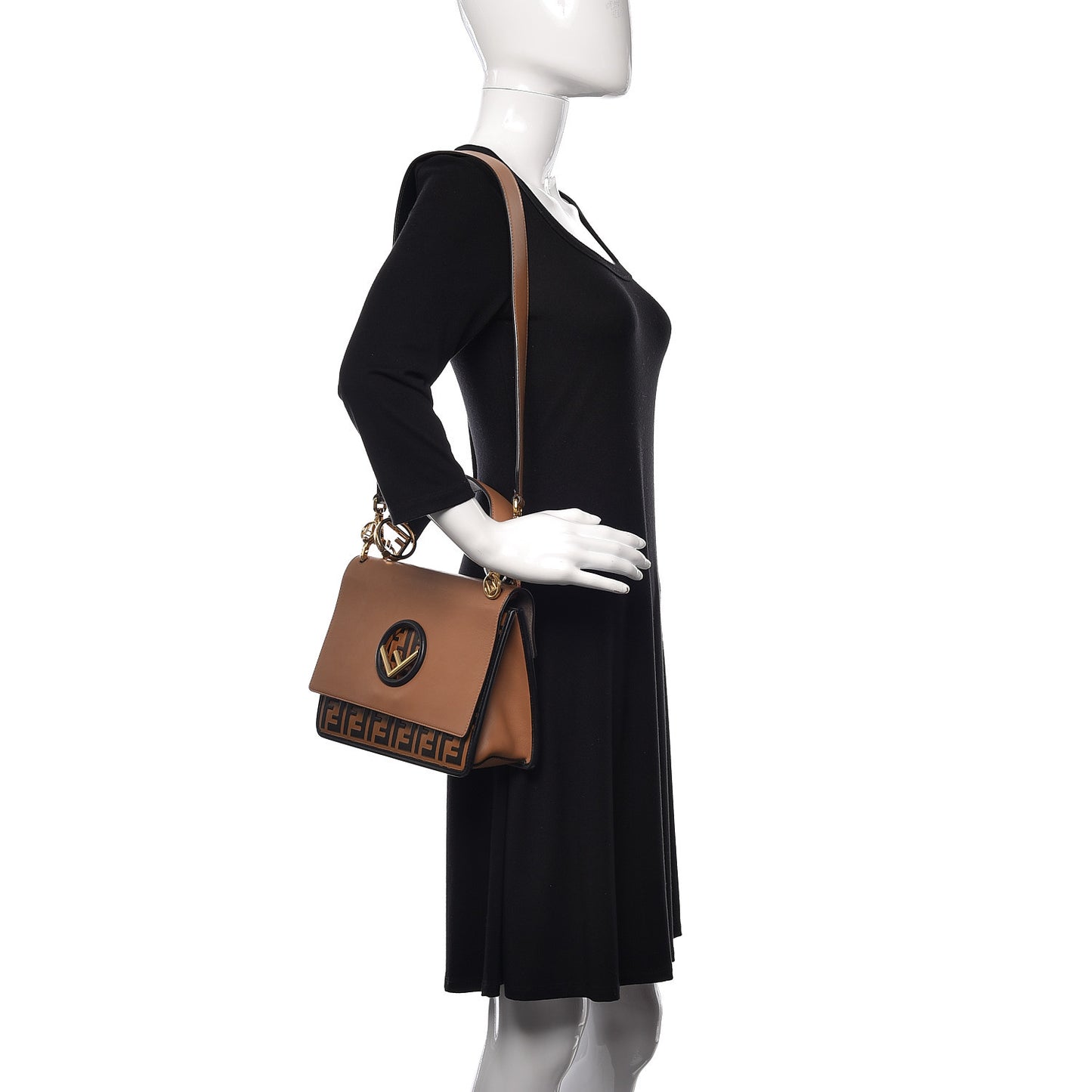 Vitello Century F is Fendi FF Embossed Kan I Shoulder Bag Orzo Tobacco