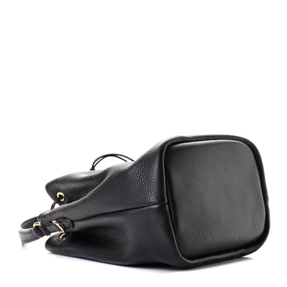 Prada Vitello Daino Soft Logo Drawstring Bucket Black 3 of 5