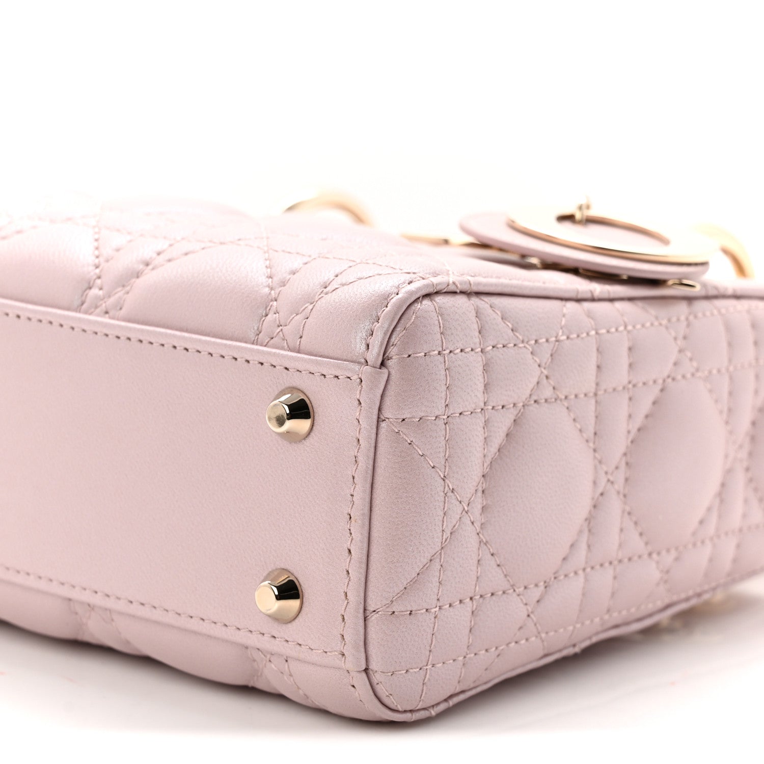 Christian Dior Metallic Lambskin Cannage Mini Lady Dior Lotus 10 of 11
