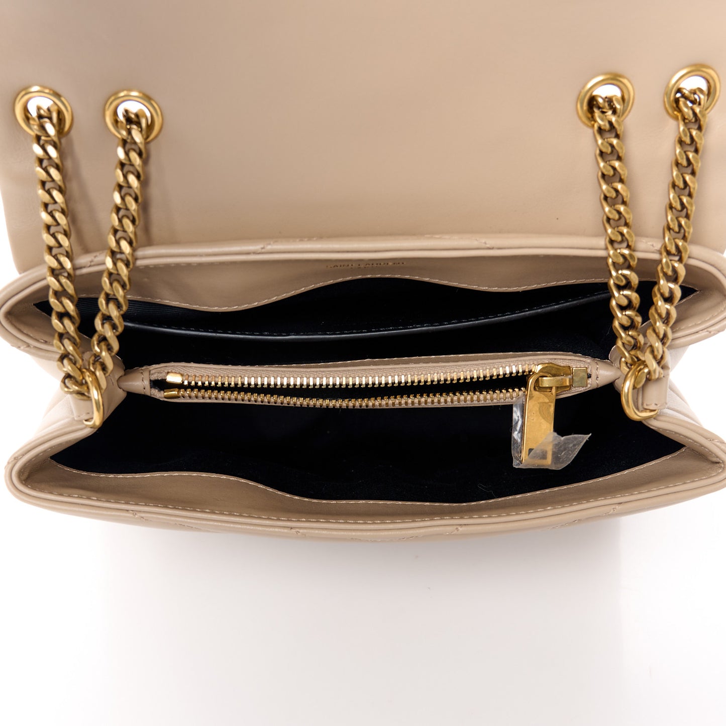 Calfskin Y Quilted Monogram Small Loulou Chain Satchel Dark Beige