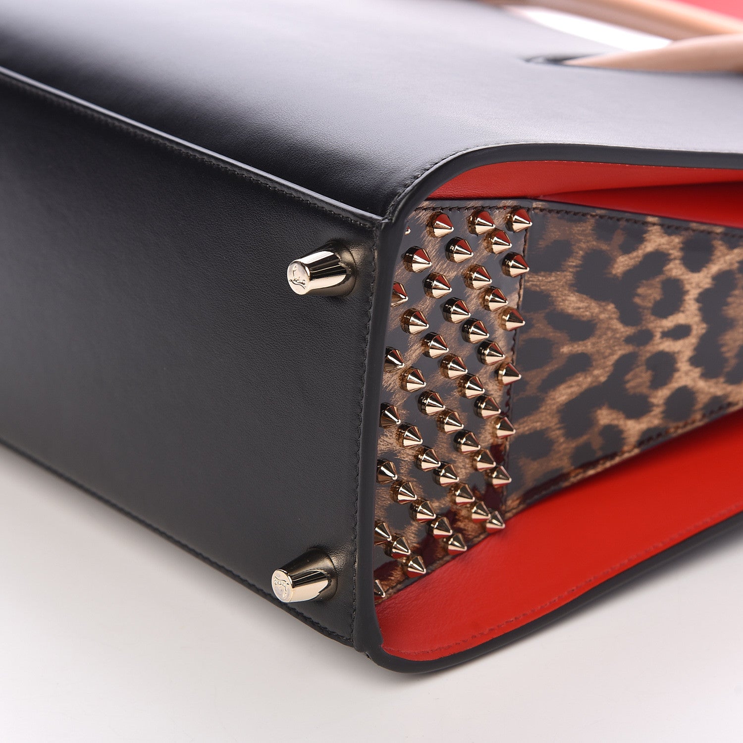 Christian Louboutin Calfskin Patent Leopard Spiked Medium Paloma Black 10 of 10