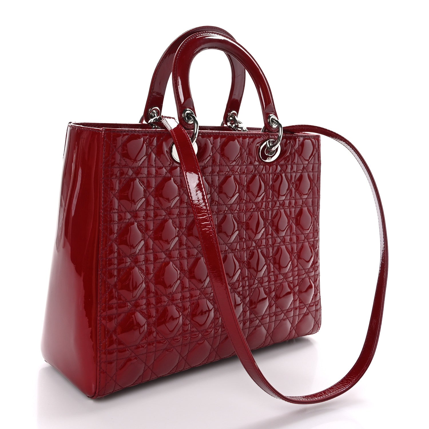 Christian Dior Patent Cannage Large Lady Dior Red 3 of 10
