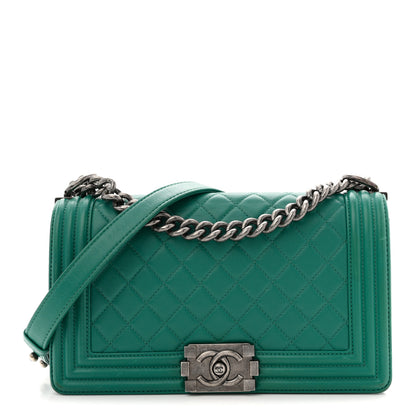 Chanel Lambskin Quilted Medium Boy Flap Green 1 of 13