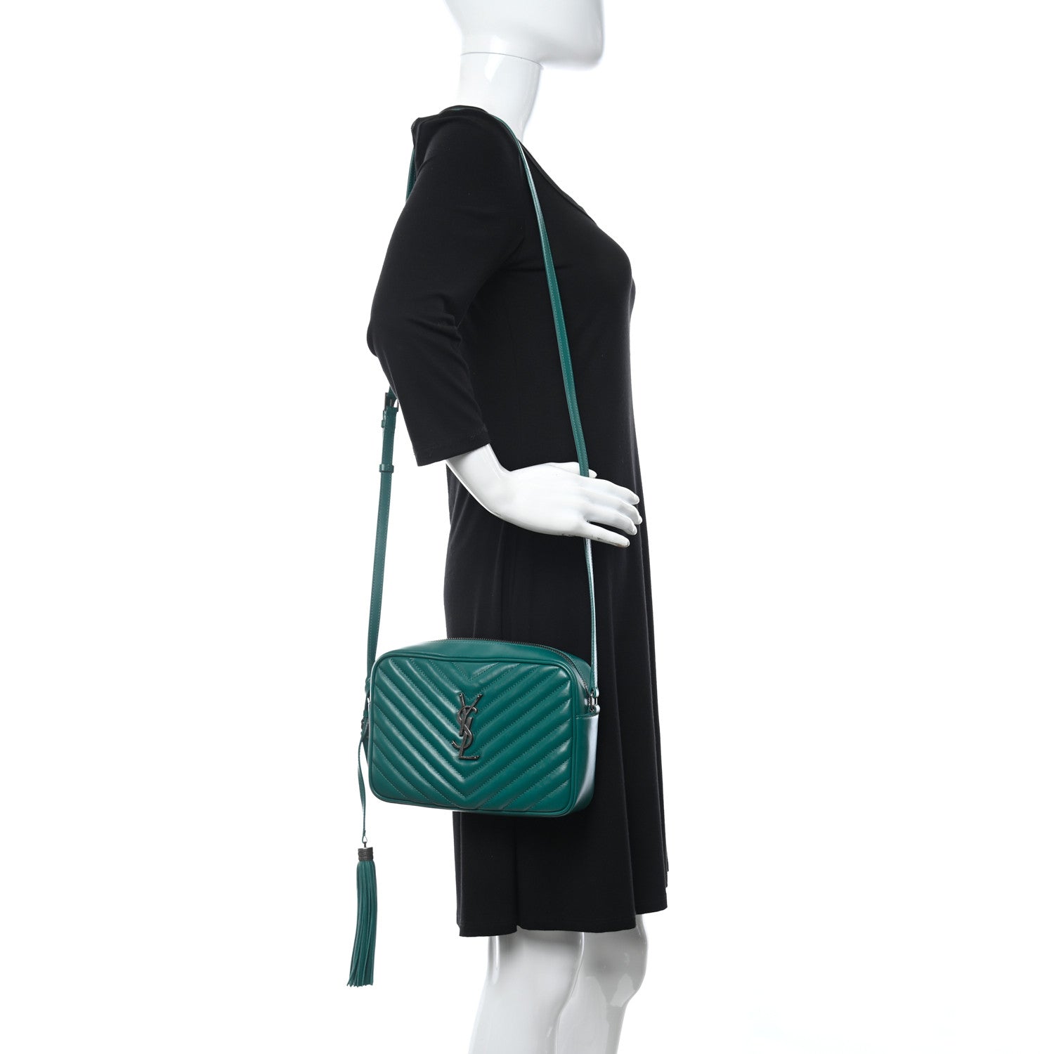 Saint Laurent Calfskin Matelasse Monogram Lou Camera Bag Green 2 of 16
