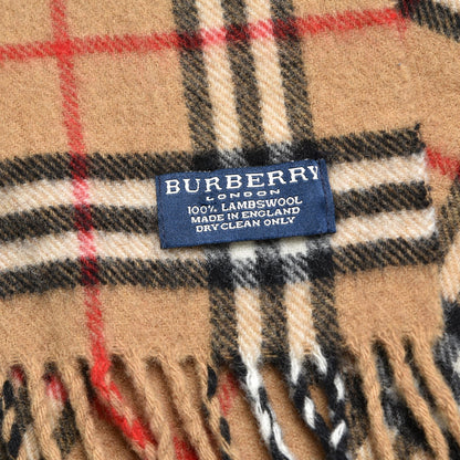 Burberry Lambswool Check Fringe Scarf Camel 4 of 4