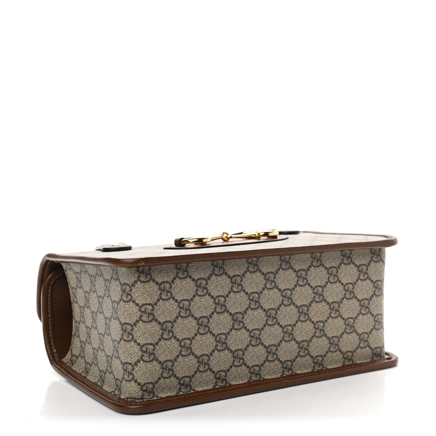 Gucci GG Supreme Monogram Small Horsebit 1955 Foldover Top Handle Bag Beige Brown Sugar 4 of 10
