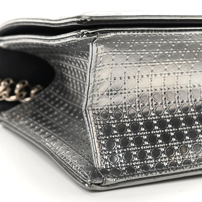 Christian Dior Metallic Patent Micro-Cannage Medium Diorama Flap Bag Silver 8 of 9