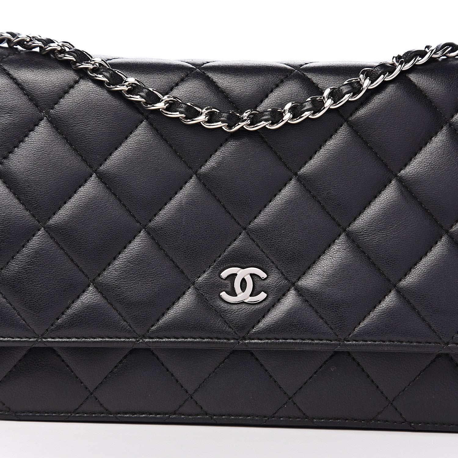 Chanel Lambskin Quilted Wallet On Chain WOC Black 16 of 17