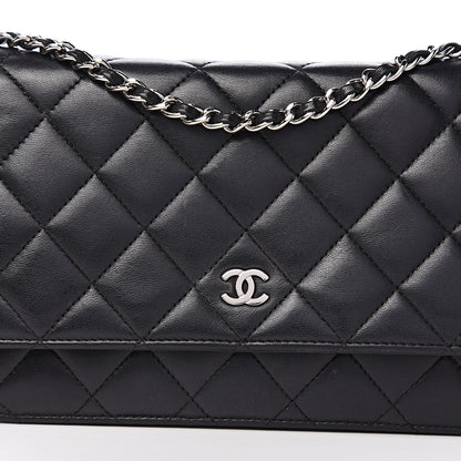 Chanel Lambskin Quilted Wallet On Chain WOC Black 16 of 17