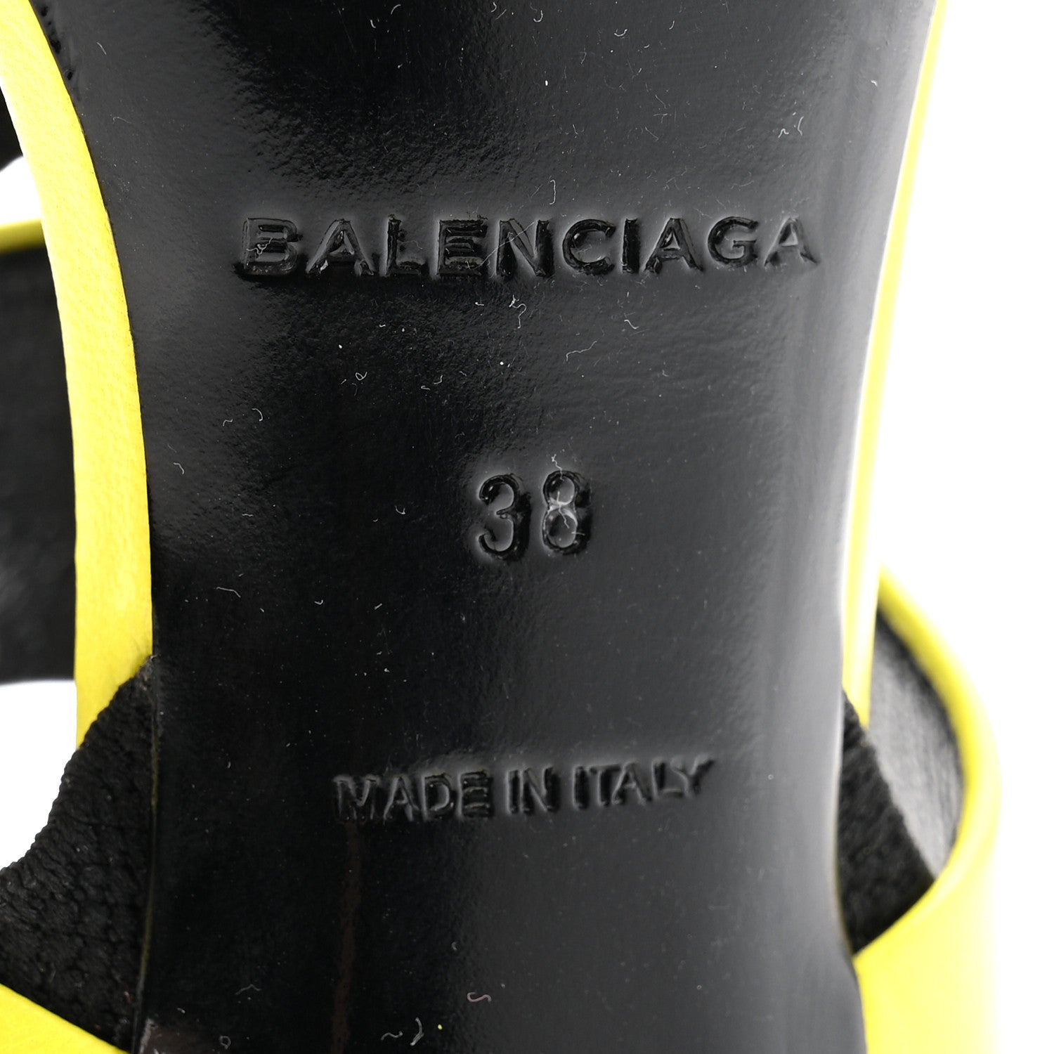 Balenciaga Chevreau Brilliant Elastic Sandals 38 Jaune Acid Black 8 of 9