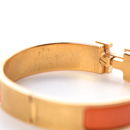 Hermes Enamel Narrow Clic Clac H Bracelet PM Orange 6 of 7