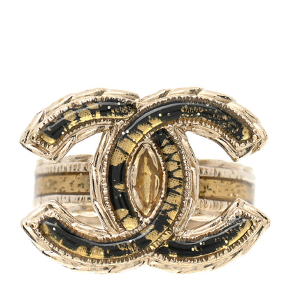 Chanel Glitter Enamel CC Ring 5 Gold 1 of 5