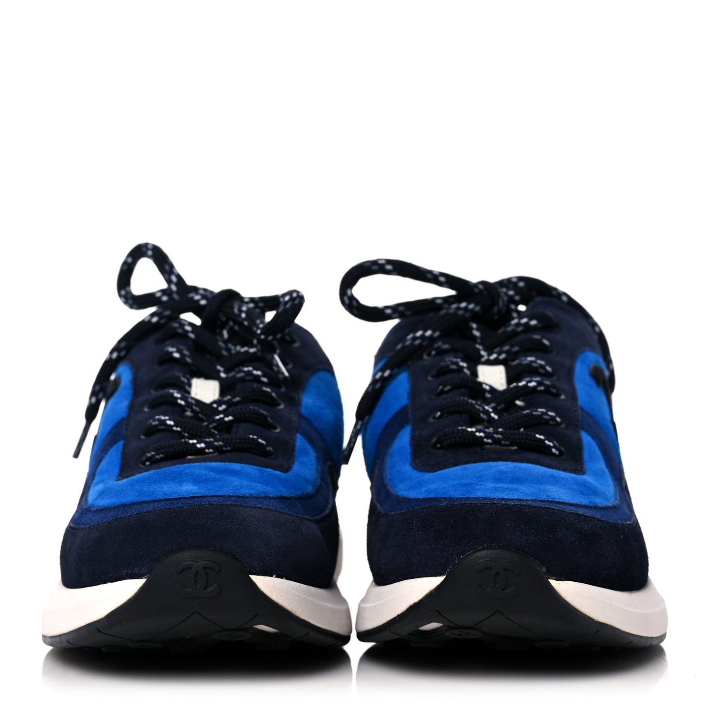 Suede Calfskin CC Sneakers 38 Blue Navy Dark Navy