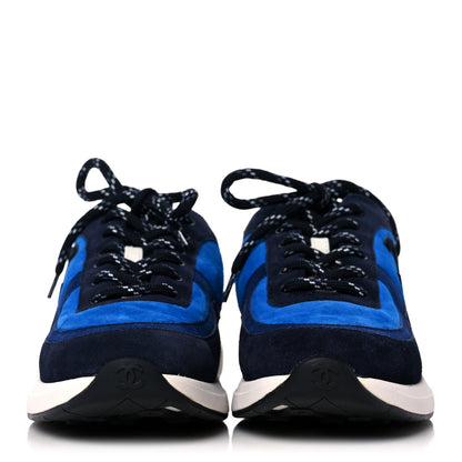 Chanel Suede Calfskin CC Sneakers 38 Blue Navy Dark Navy 2 of 7