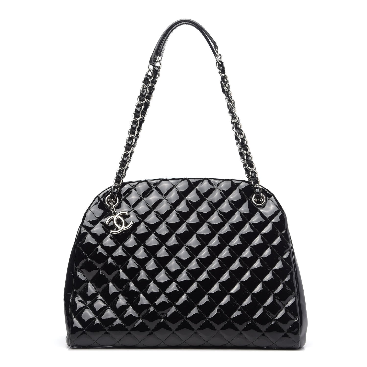 Chanel Patent Quilted Large Just Mademoiselle Bowling Bag Black 1 of 11