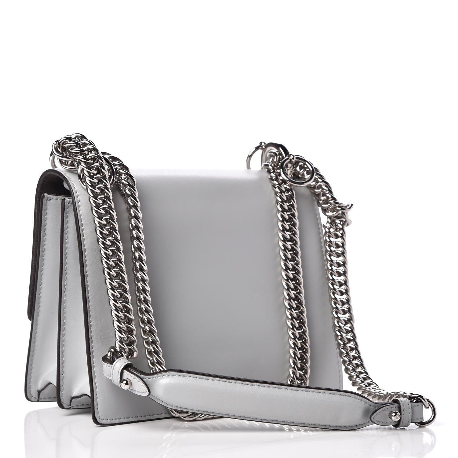 Fendi Vitello Liberty Fun Fair Metal Studded Small Kan I Shoulder Bag Grigio Perla Multicolor 3 of 8
