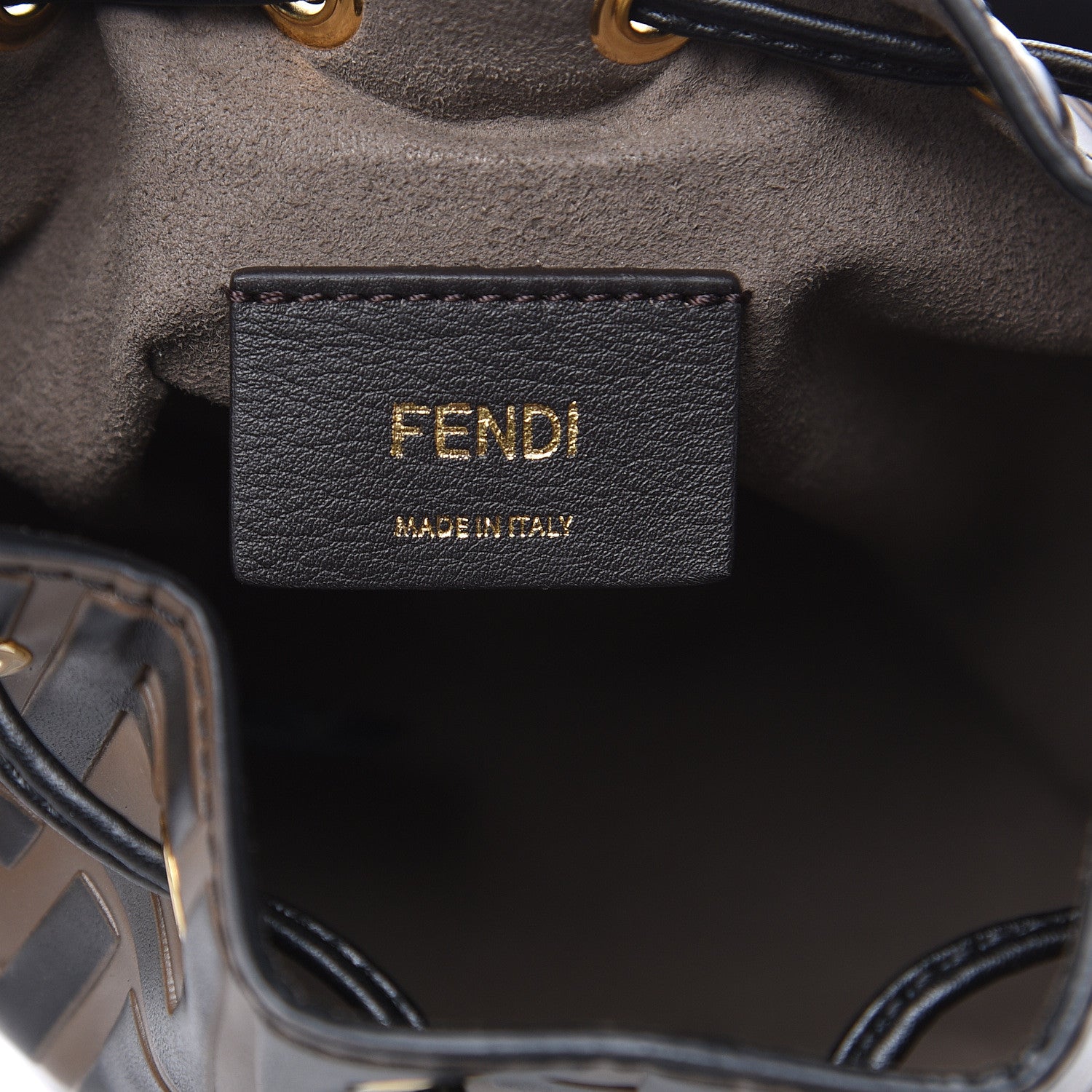 Fendi Vitello Liberty F is Fendi Bi-Color FF 1974 Embossed Mini Mon Tresor Bucket Bag Maya Black 6 of 9