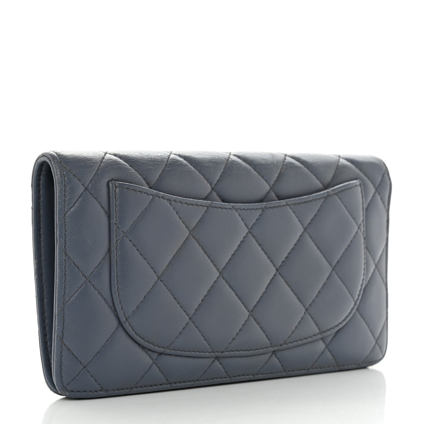 Lambskin Quilted Yen Wallet Blue