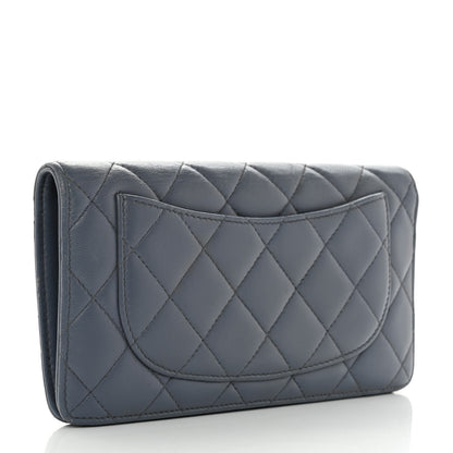 Chanel Lambskin Quilted Yen Wallet Blue 3 of 15