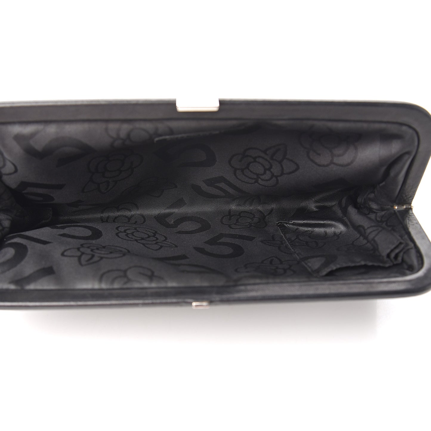Lambskin Vertical Quilted Mademoiselle Clutch Black