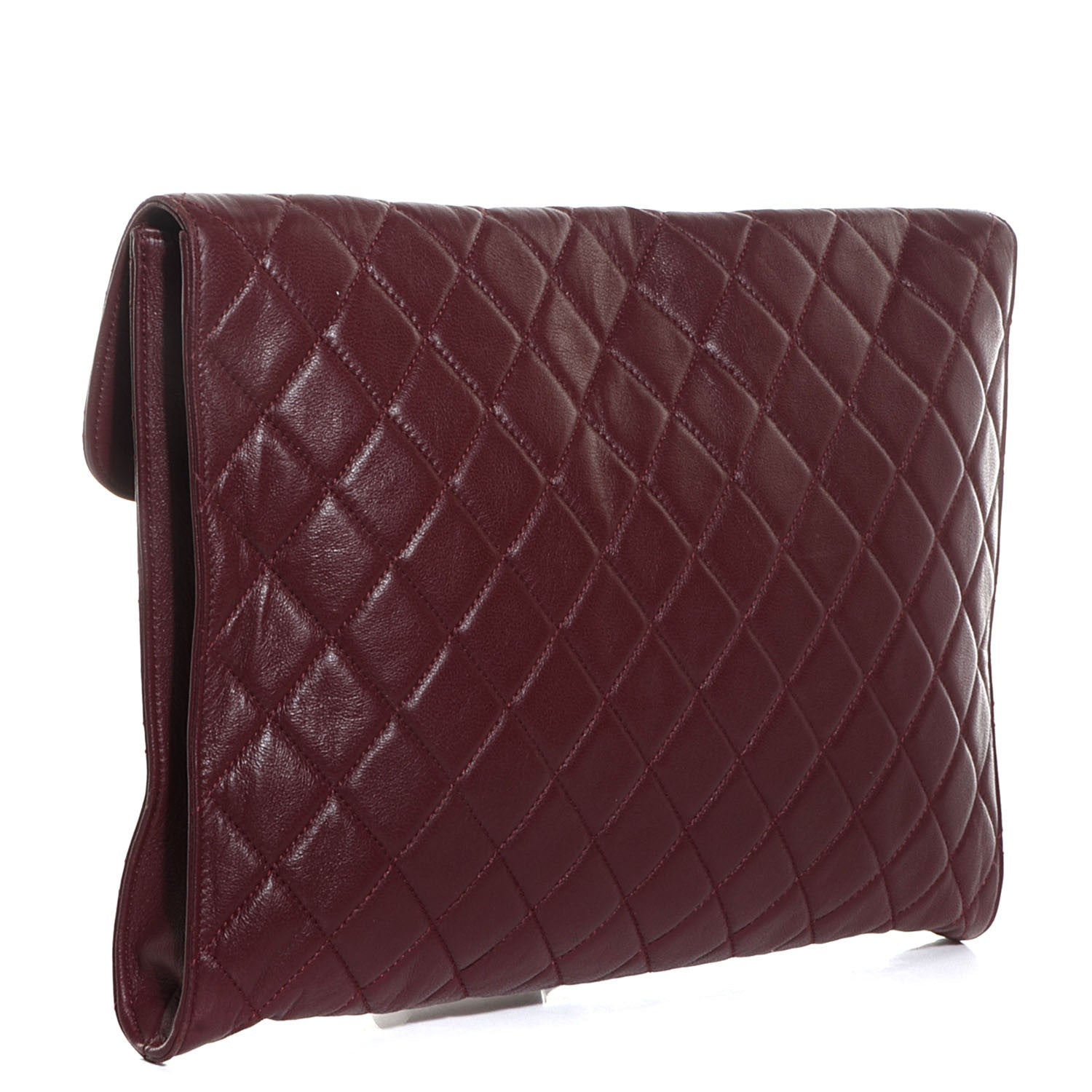 Chanel Calfskin Quilted Document Portfolio Holder Dark Red 3 of 8