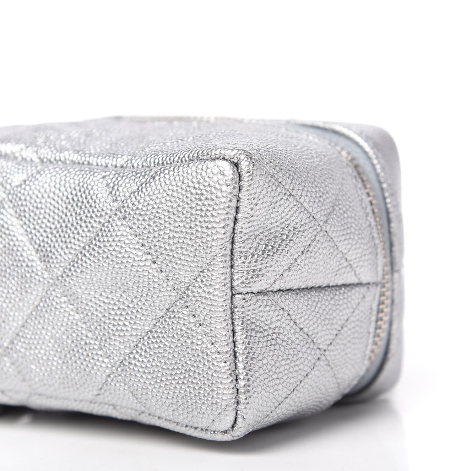 Chanel Metallic Caviar Quilted Mini Top Handle Vanity With Chain Silver 7 of 10