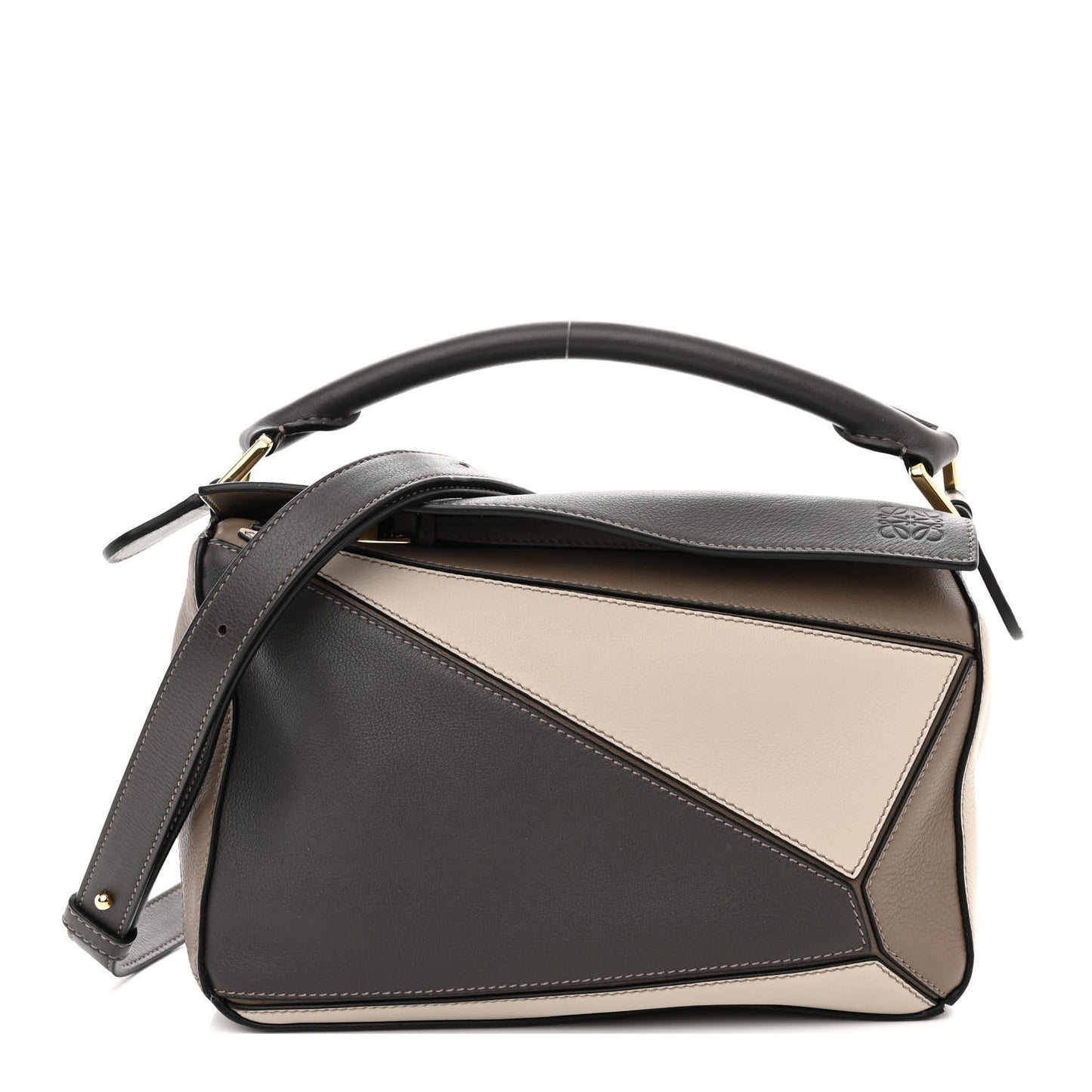 Calfskin Small Puzzle Bag Brown Dark Taupe