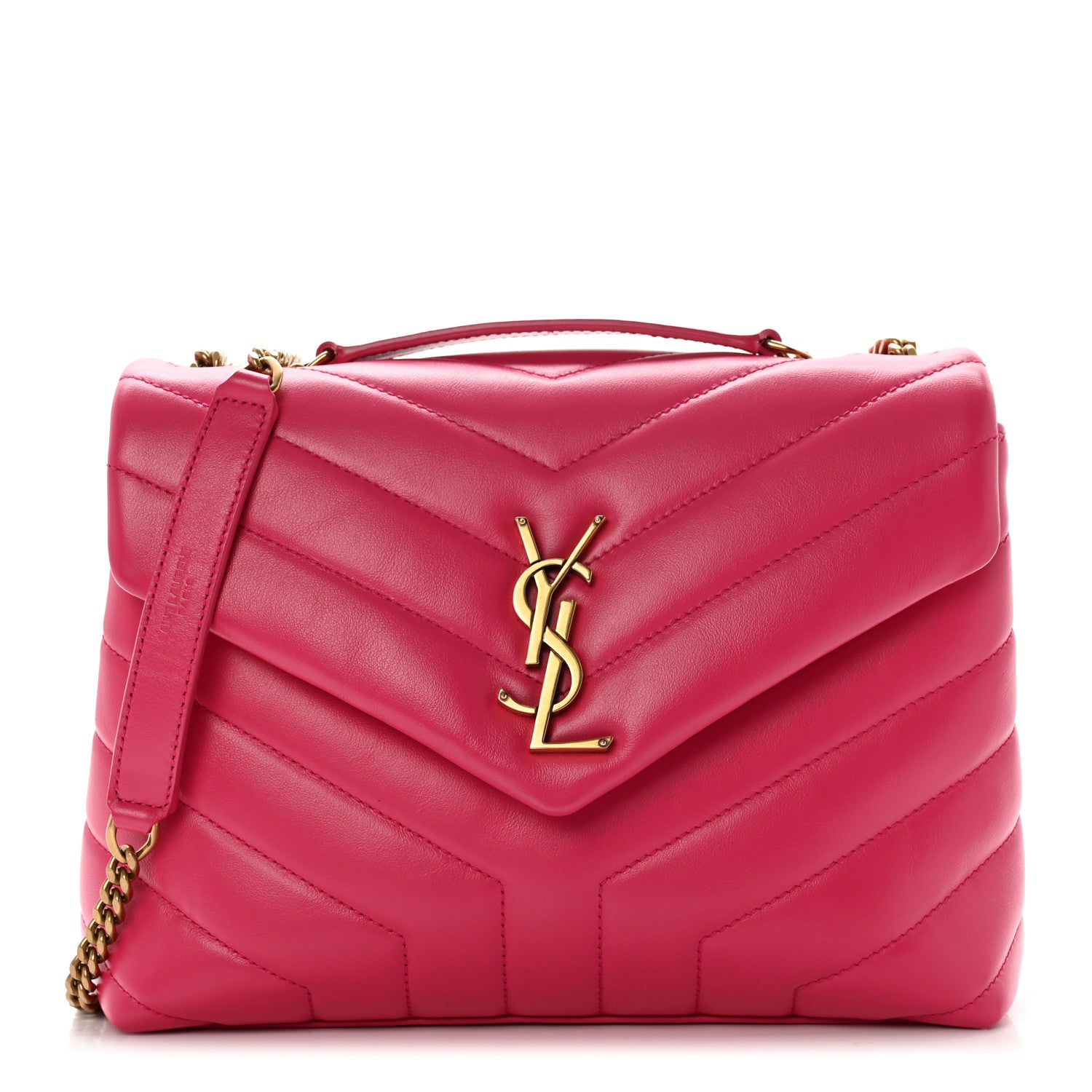 Saint Laurent Calfskin Y Quilted Monogram Small Loulou Chain Satchel Fresh Fuchsia 1 of 8