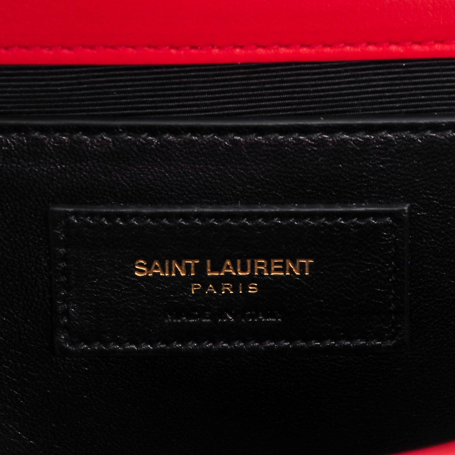 Saint Laurent Calfskin Studded Medium Monogram Satchel Red 6 of 8