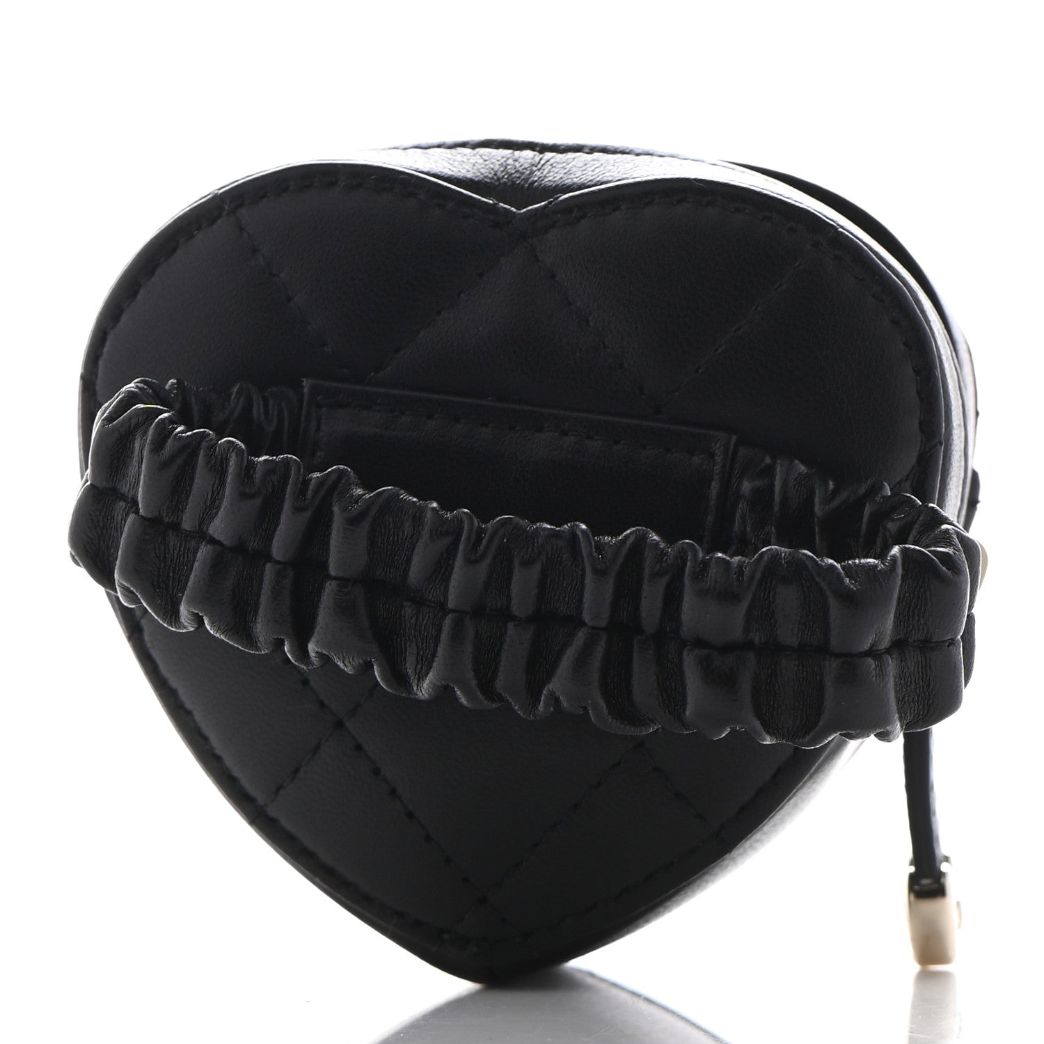 Chanel Lambskin Quilted CC In Love Heart Zipped Arm Coin Purse Black 3 of 6