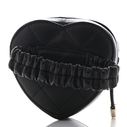 Chanel Lambskin Quilted CC In Love Heart Zipped Arm Coin Purse Black 3 of 6