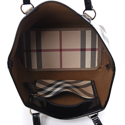 Burberry Patent Trim Small Nova Check Tote Black 5 of 11