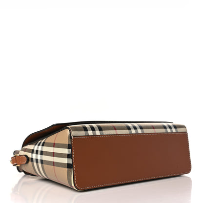 Burberry Coated Canvas Calfskin Vintage Check Medium Note Crossbody Bag Briar Brown 4 of 8