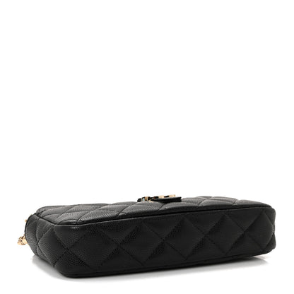 Chanel Caviar Quilted Zipped Phone Holder With Chain Black 4 of 11