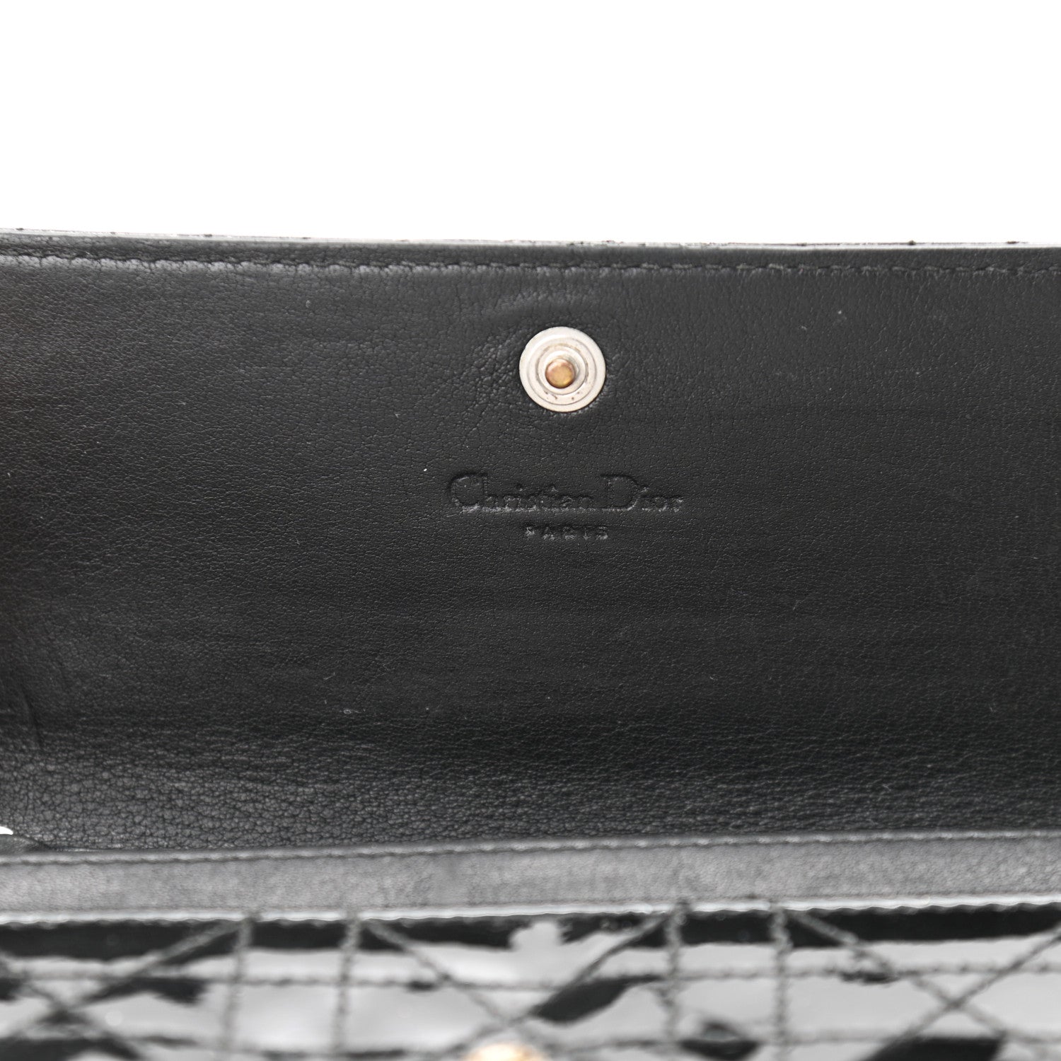 Christian Dior Patent Cannage Rendez-vous Chain Wallet Black 5 of 9