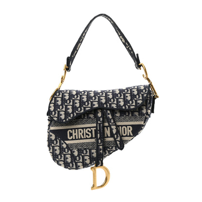 Christian Dior Oblique Embroidered Saddle Bag Blue 1 of 11