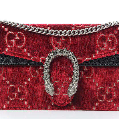Gucci Velvet GG Monogram Super Mini Dionysus Shoulder Bag Red Cipria Black 7 of 13